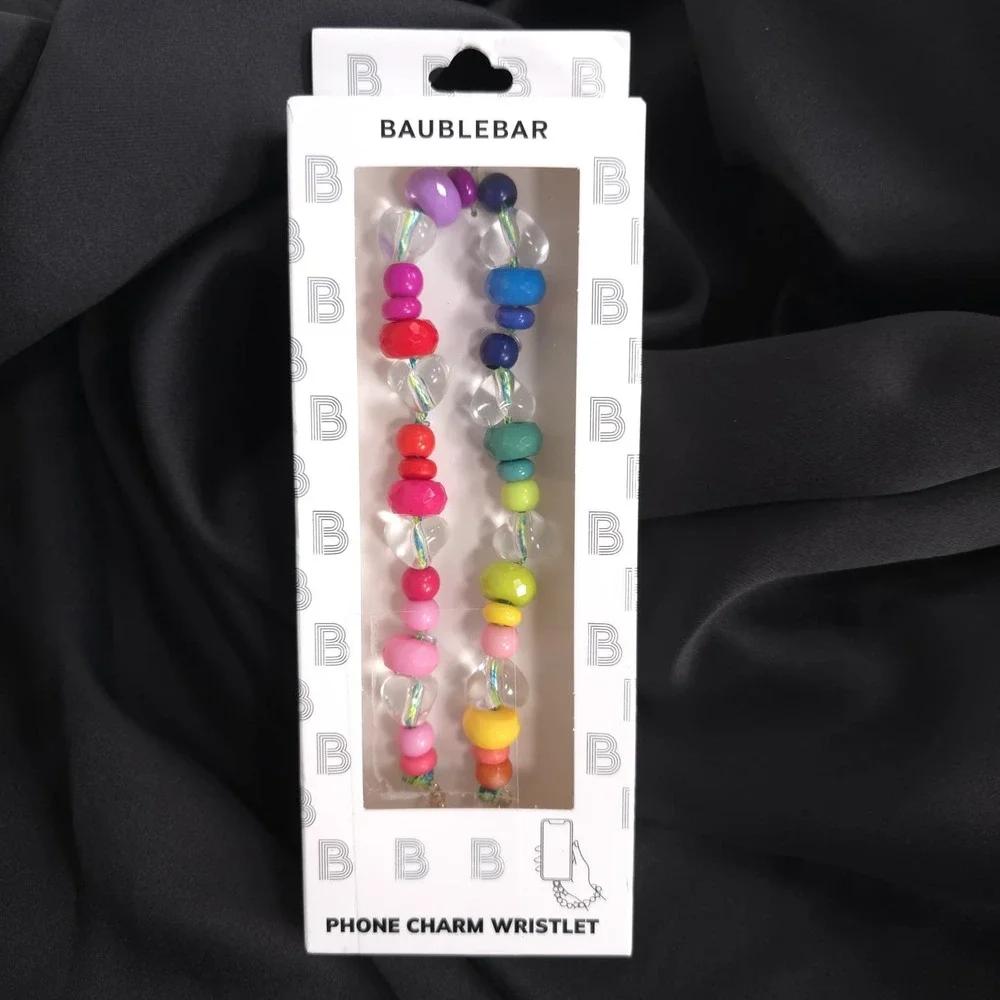 BAUBLEBAR New Phone Charm Wristlet Beaded Rainbow Colorful Strap Lanyard